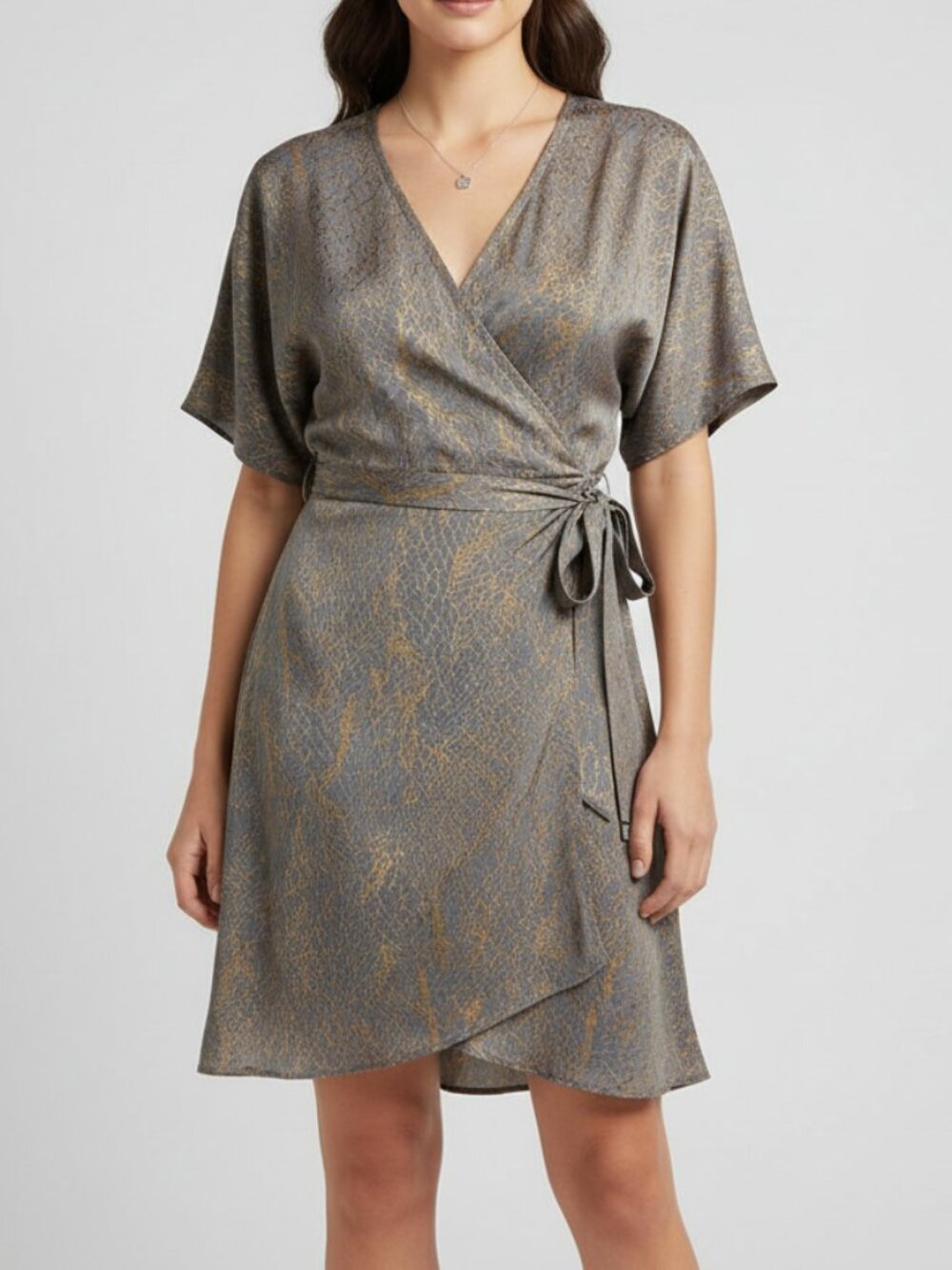BABATON Aritzia Wallace Snakeskin Mini Wrap Dress Size M